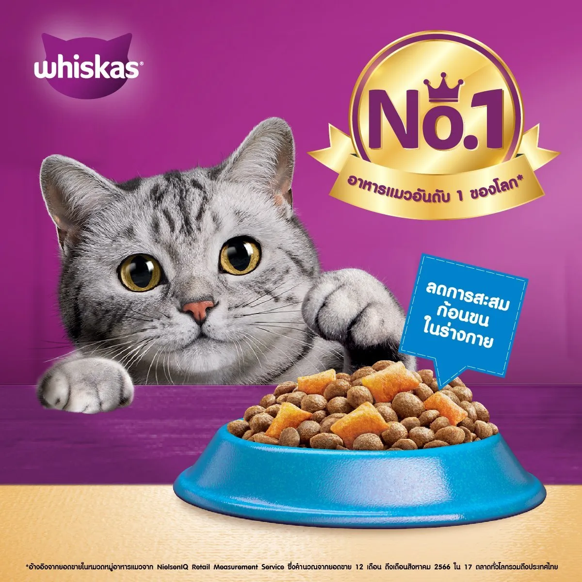 Whiskas Adult Hairball สูตรควบคุมก้อนขน