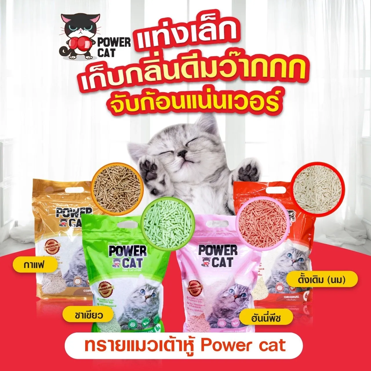 Power Cat ทรายแมวเต้าหู้ 6 ลิตร