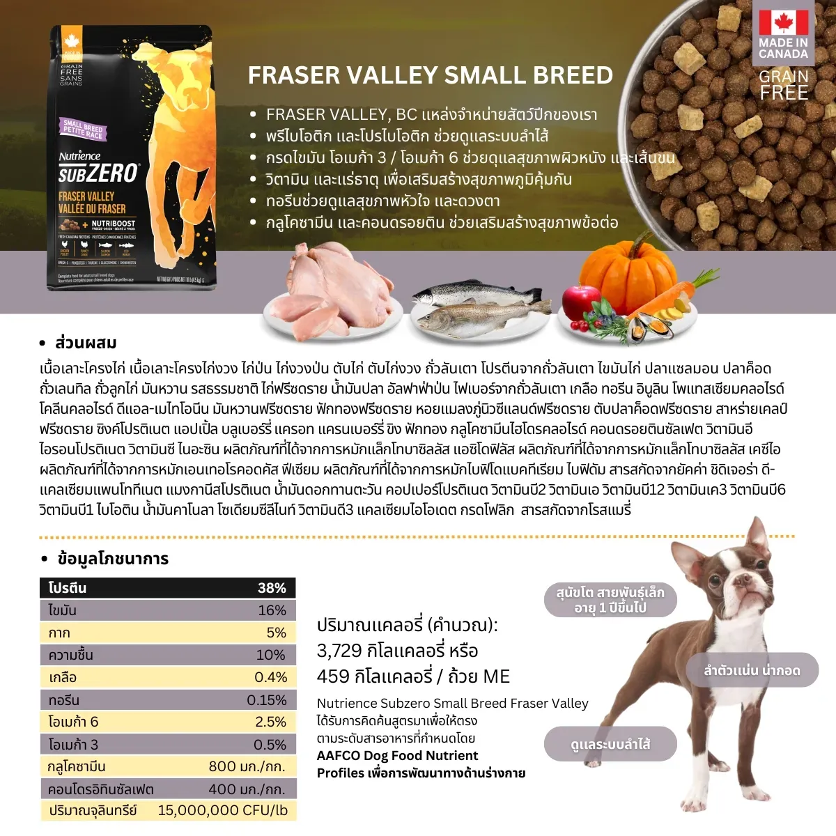 Nutrience Subzero Fraser Valley Small Breed อาหารสุนัขพันธุ์เล็ก Grain-Free