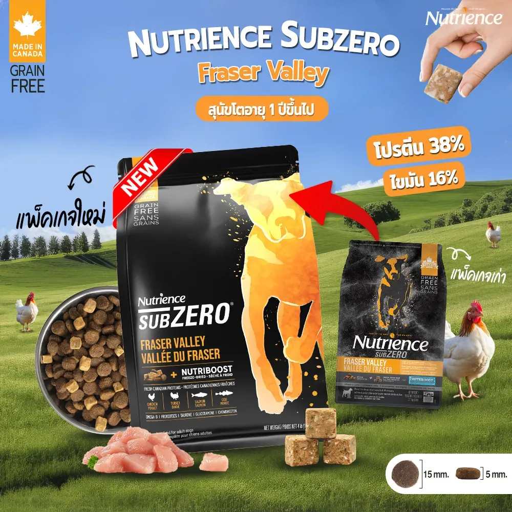 Nutrience Subzero Fraser Valley อาหารสุนัข สูตร Grain-Free ผสมฟรีซดราย