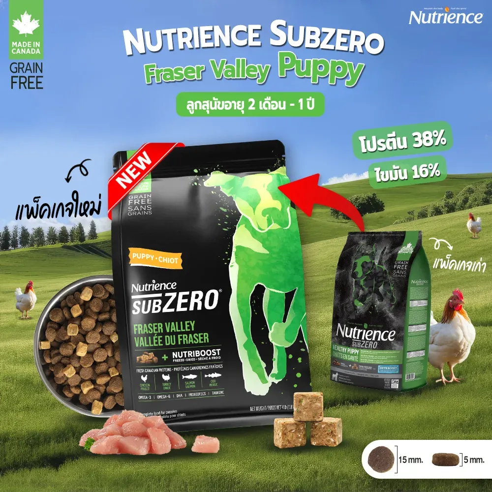 Nutrience Subzero Fraser Valley Puppy อาหารลูกสุนัข Grain-Free ผสมฟรีซดราย