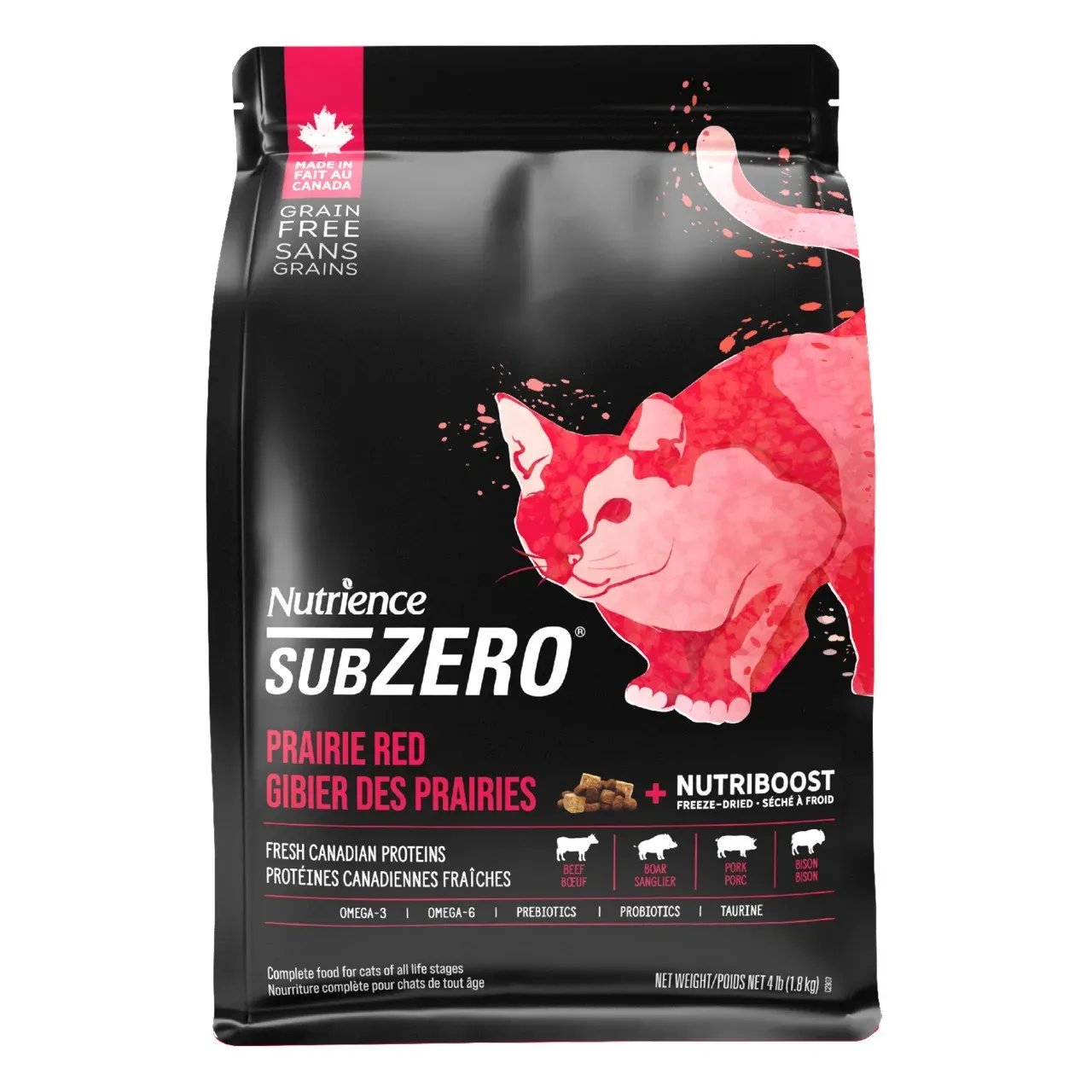 Nutrience Subzero Prairie Red อาหารแมว Grain-Free ผสมฟรีซดราย (สูตรเนื้อแดงรวม วัว แกะ หมูป่า)
