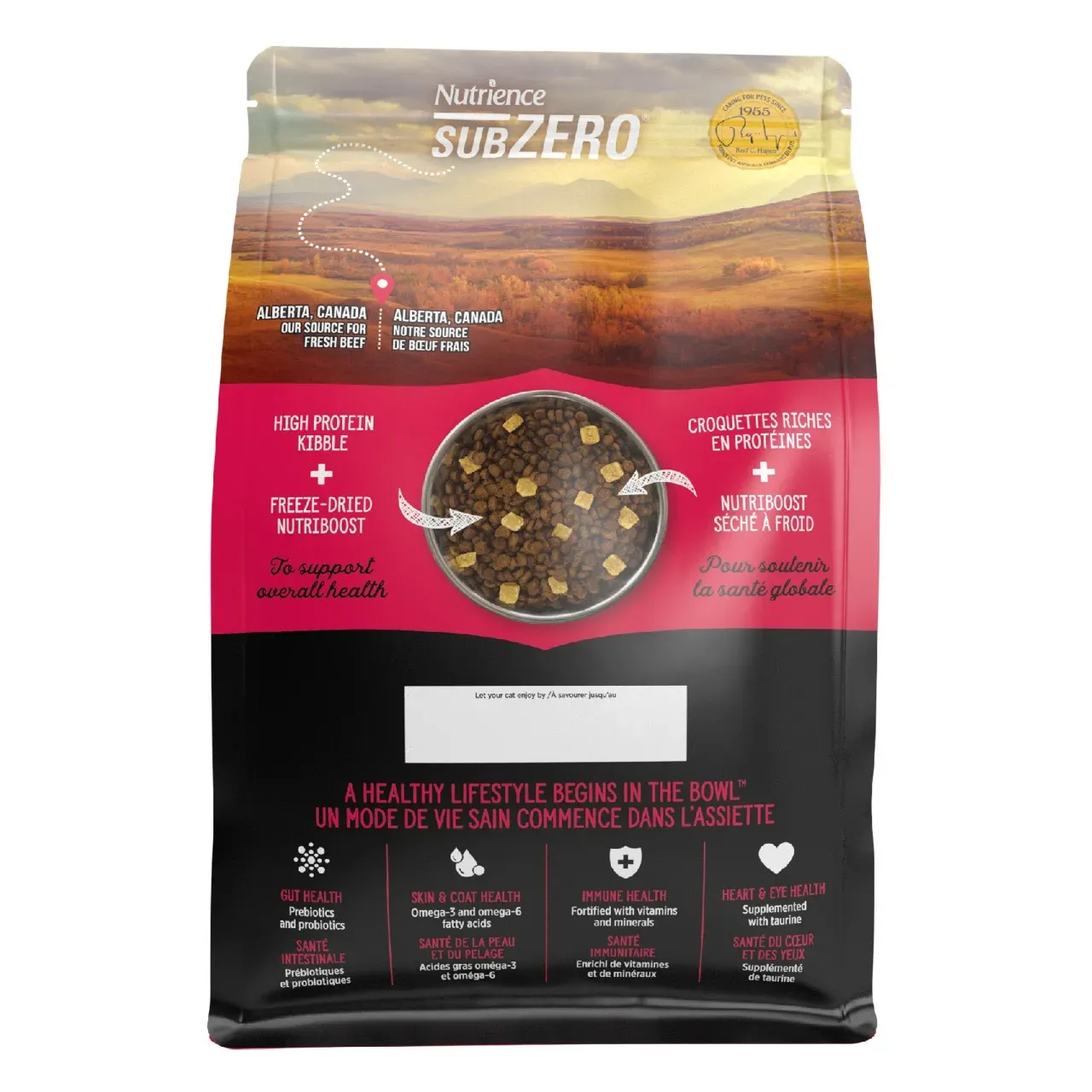 Nutrience Subzero Prairie Red อาหารแมว Grain-Free ผสมฟรีซดราย (สูตรเนื้อแดงรวม วัว แกะ หมูป่า)