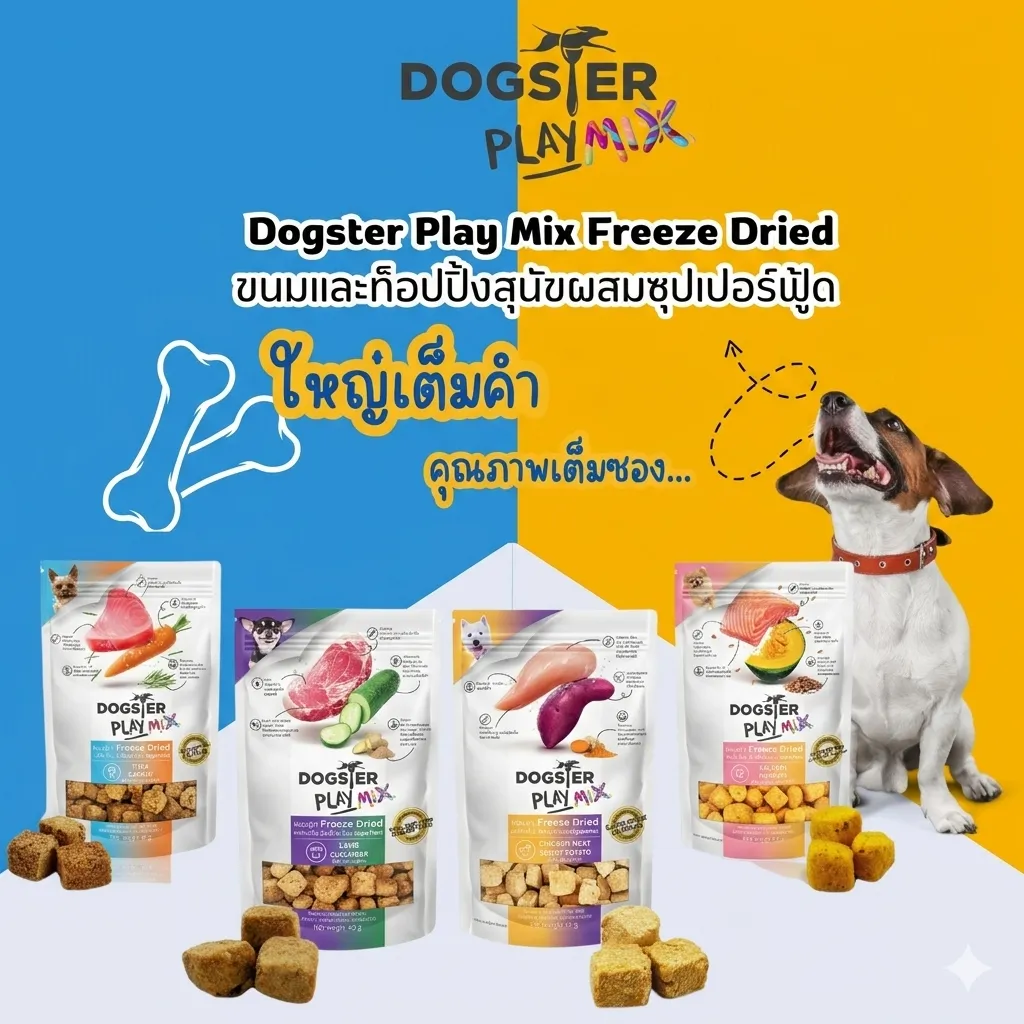 Dogster Play Mix ขนมฟรีซดรายสุนัข