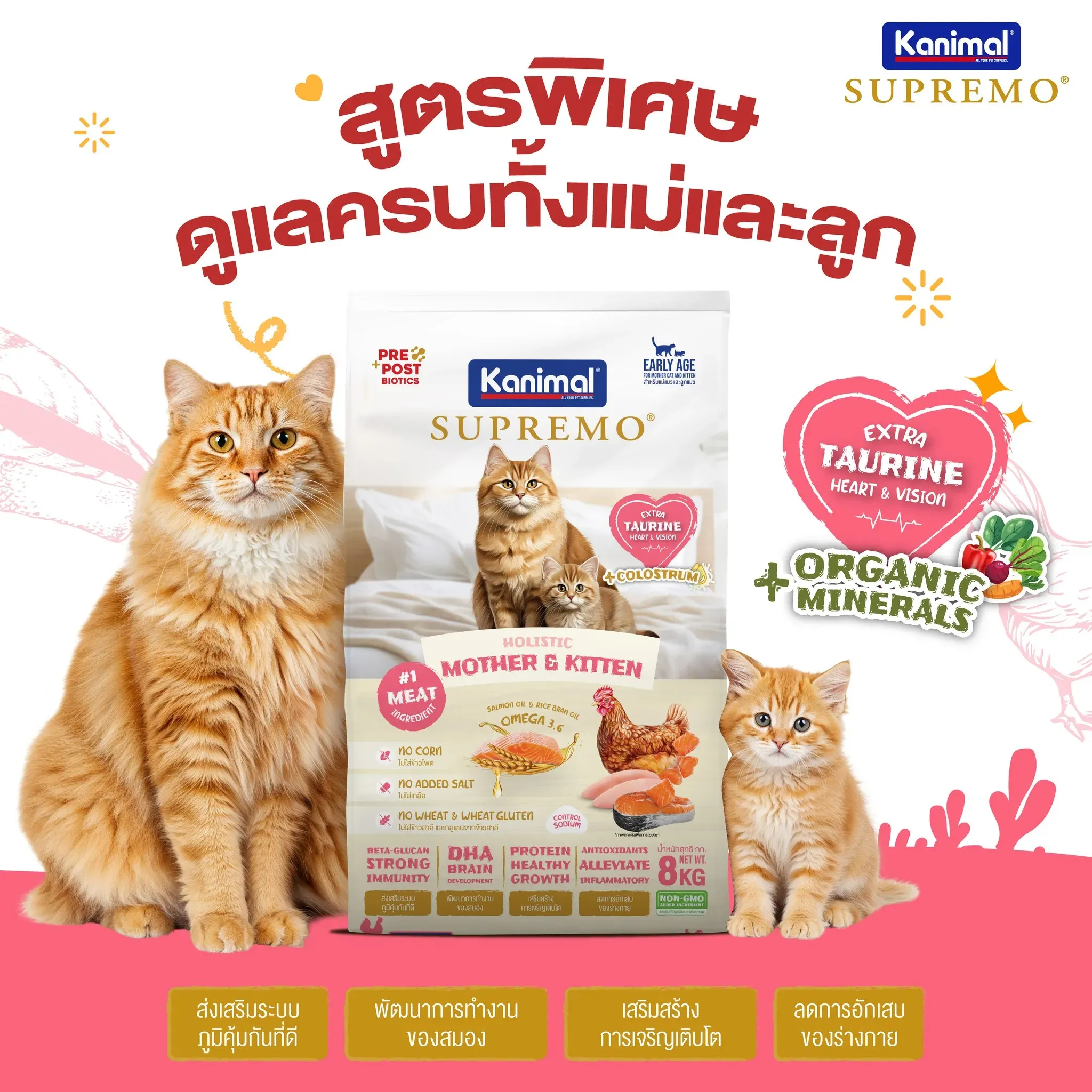 Kanimal Supremo อาหารแมว สูตร Mother & Kitten (800g x 10 ถุง)