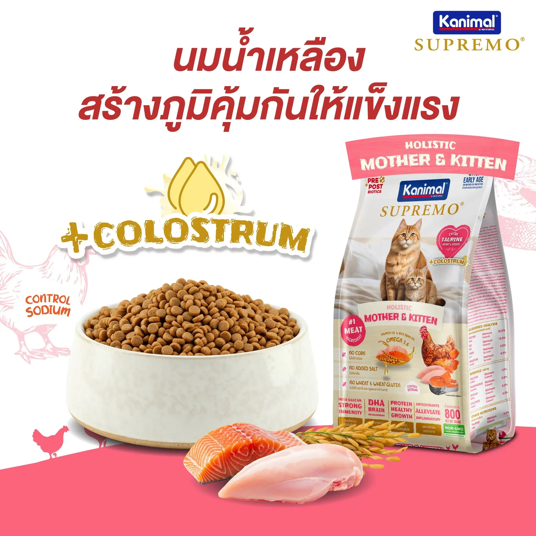 Kanimal Supremo อาหารแมว สูตร Mother & Kitten (800g x 10 ถุง)