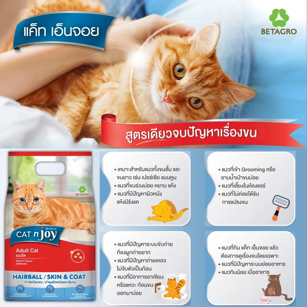 Cat N Joy Multi อาหารแมว สูตรกำจัดก้อนขน&บำรุงขน (Hairball / Skin & Coat)