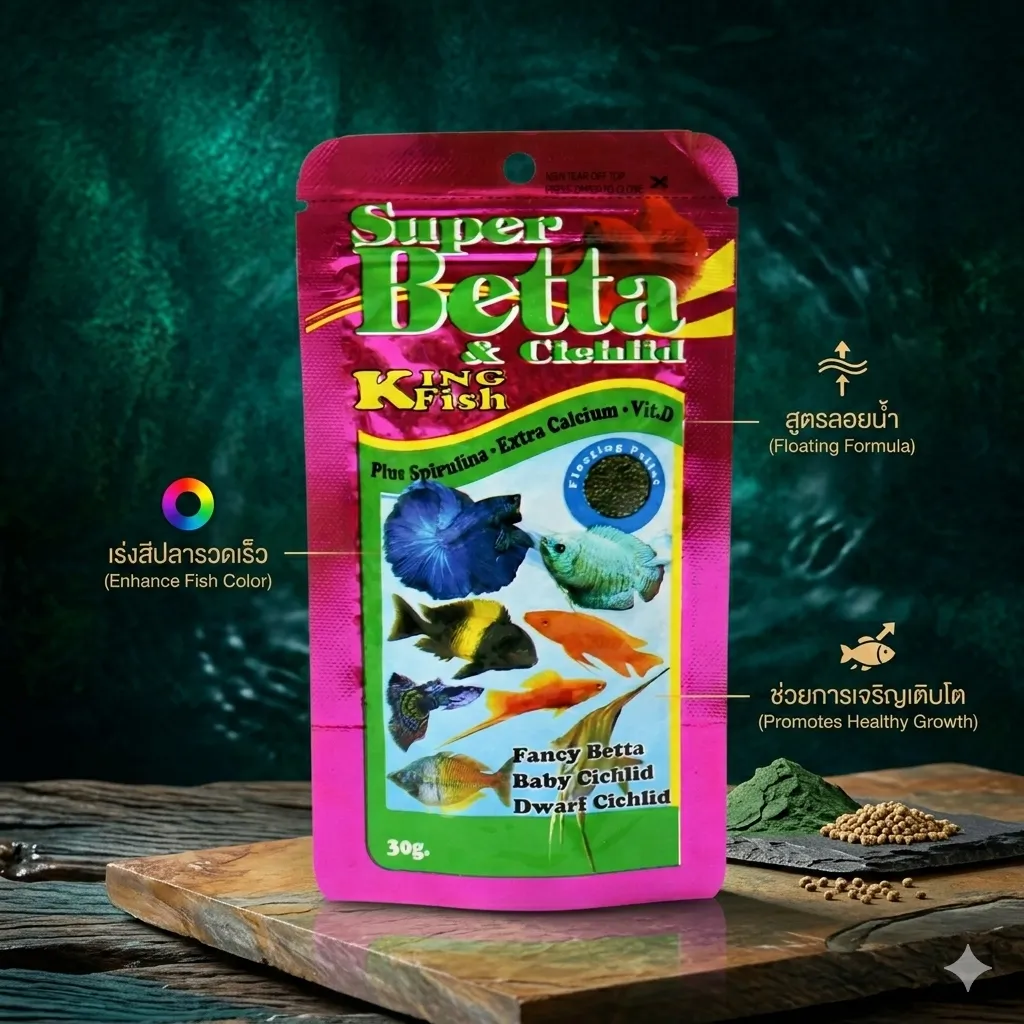 King Fish Super Betta อาหารปลากัดสูตรเร่งสี