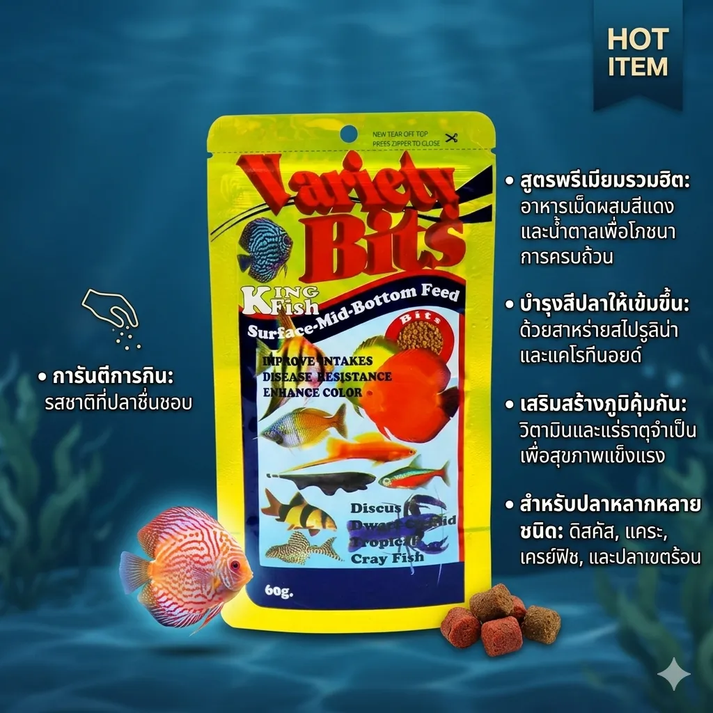 King Fish Variety Bits อาหารรวมมิตรโปรตีนสูง