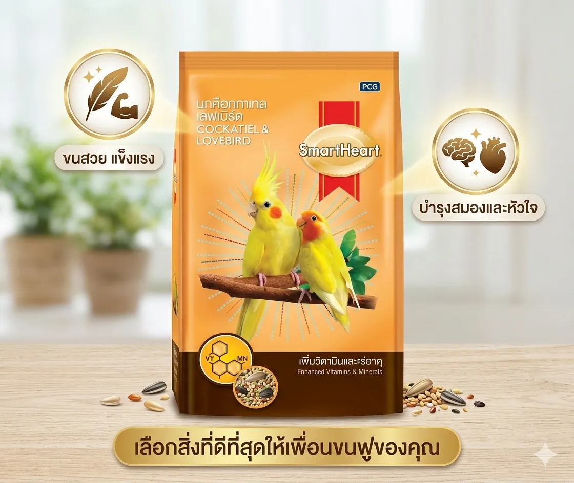 Smartheart อาหารนกค็อคคาเทล เลิฟเบิร์ด (เพิ่มวิตามินและแร่ธาตุ)