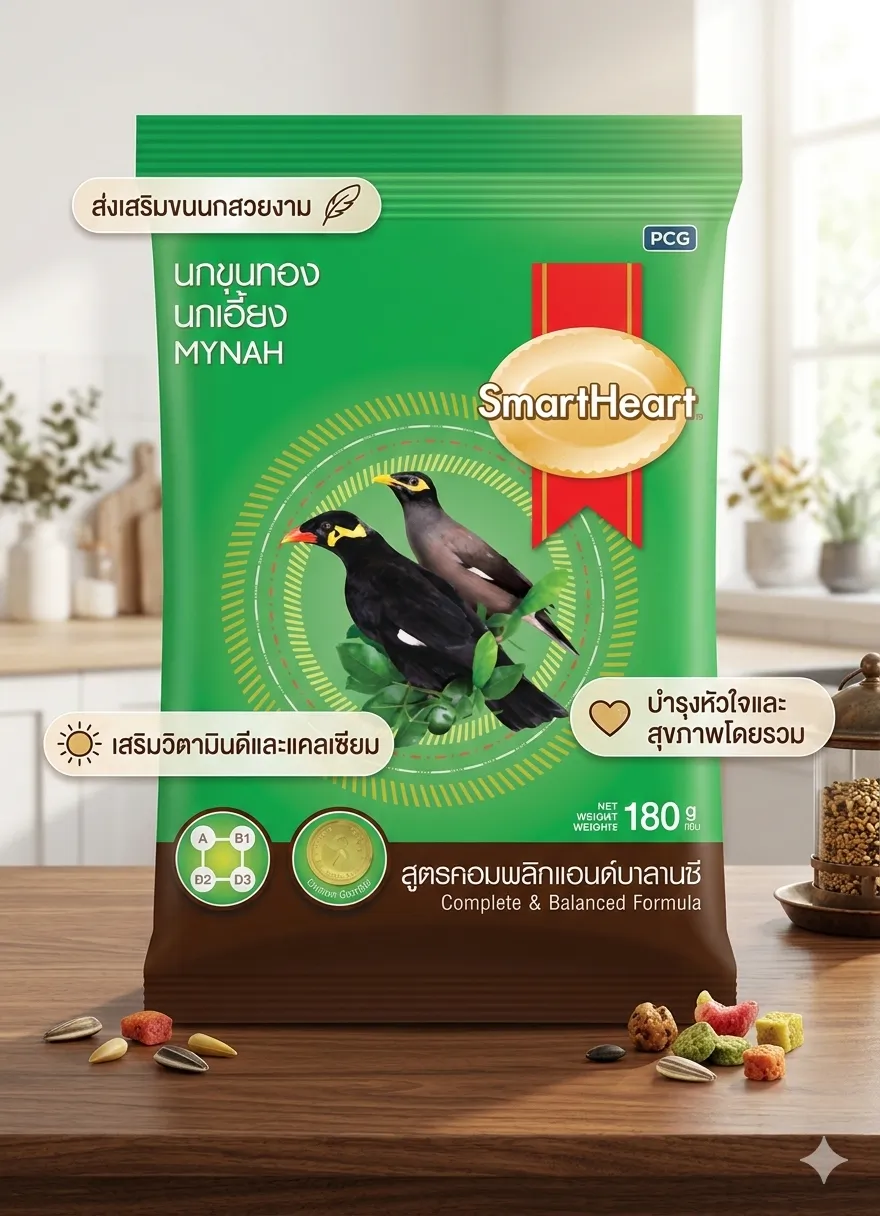 Smartheart Completed & Balanced อาหารนกขุนทอง นกเอี้ยง