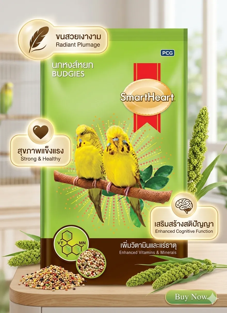 Smartheart Budgies อาหารนกหงส์หยก (เพิ่มวิตามินและแร่ธาตุ) 1 Kg