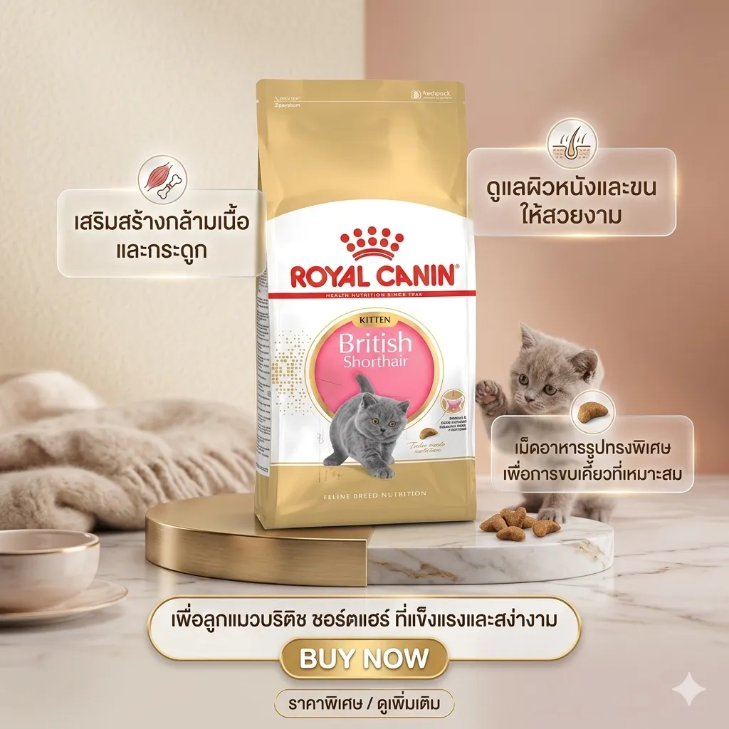 Royal Canin Kitten British Short Hair อาหารสำหรับลูกแมวสายพันธุ์บริติช ชอร์ตแฮร์