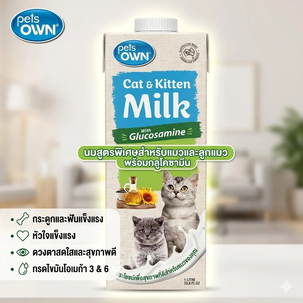 Pets Own - Cat & Kitten Milk สูตรลูกแมว/แมวโต 1000Ml