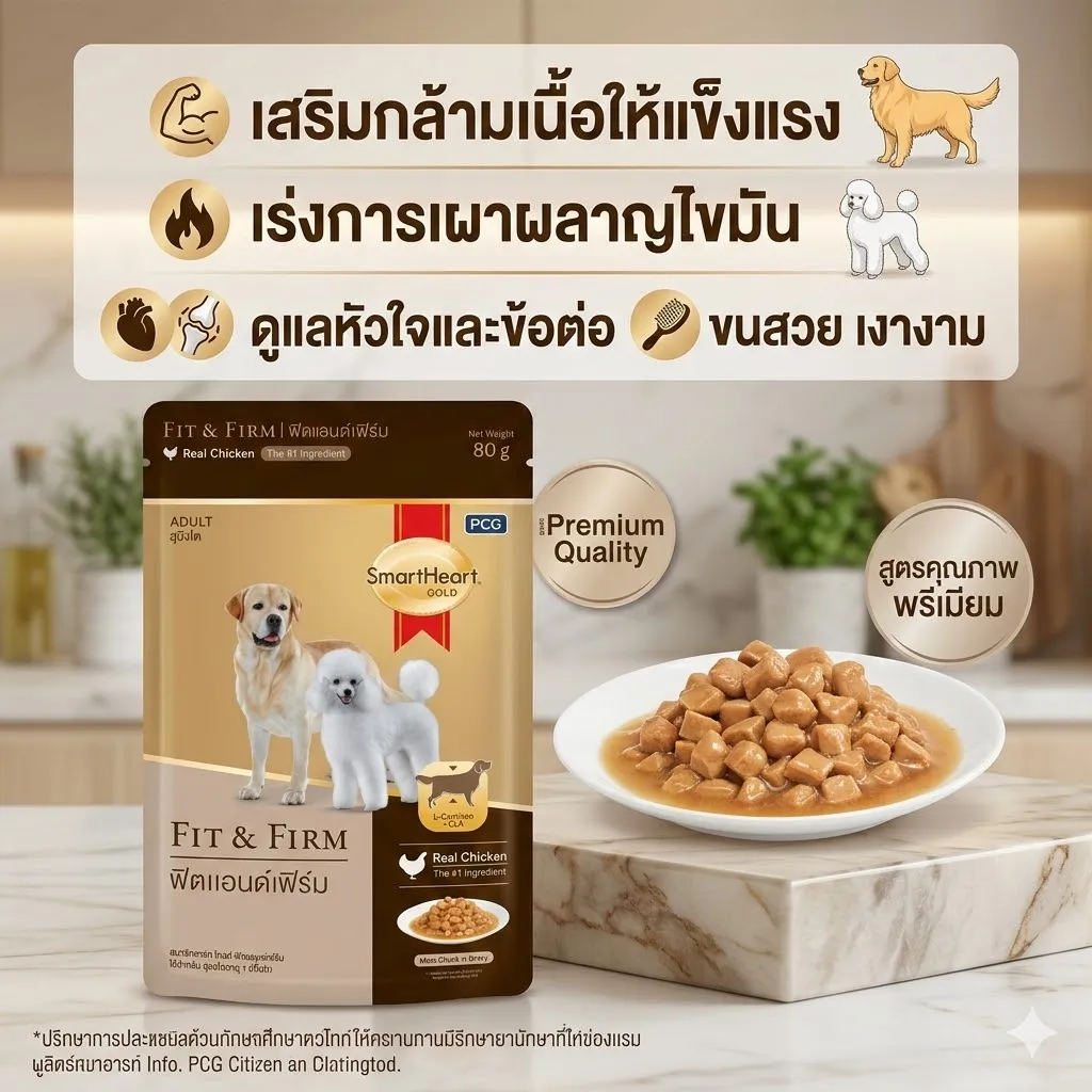 Smartheart Gold Pouch อาหารเปียกสุนัขโต สูตร ฟิตแอนด์เฟิร์ม 80 g