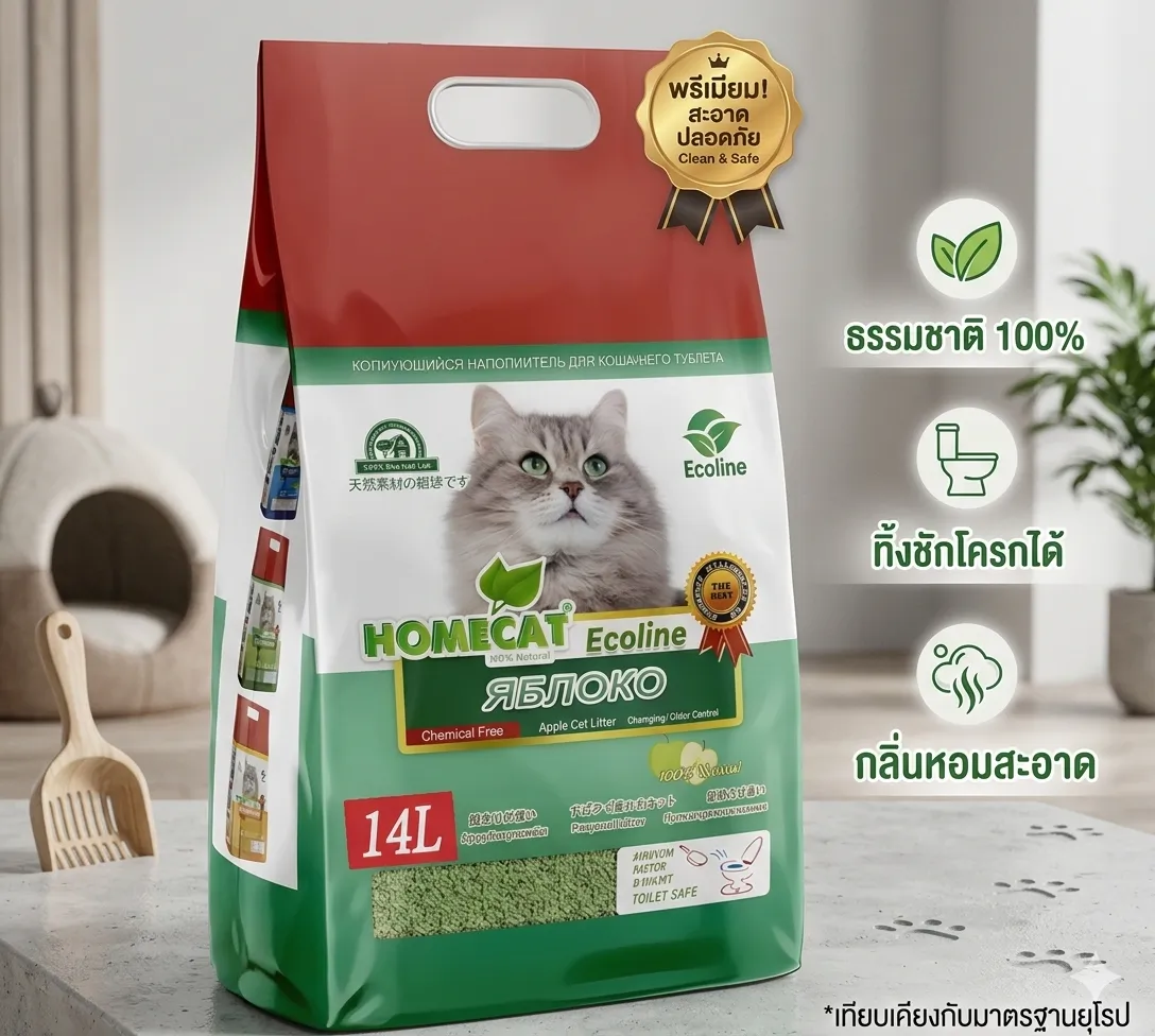 Ecoclean ทรายเต้าหู้ญี่ปุ่น แอปเปิ้ล 14L