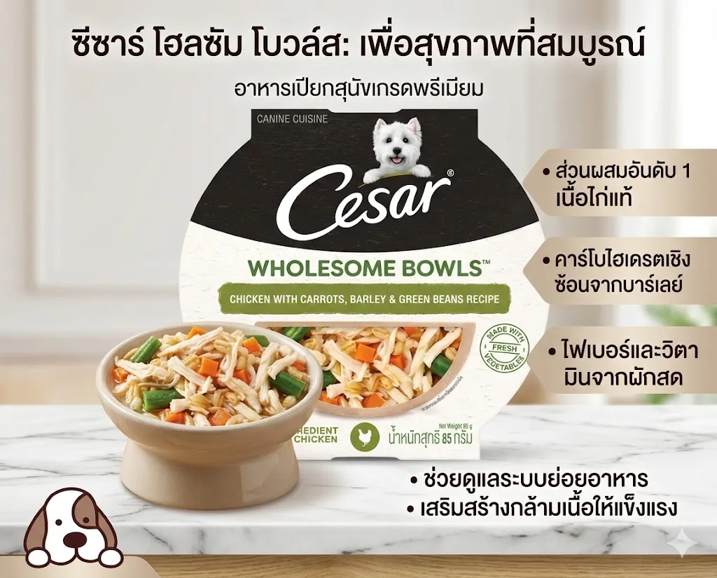 ซีซาร์ โฮมซัม โบวล์ ชิคเก้น วิท แครอท บาร์เลย์ แอนด์ กรีนบีน 85G