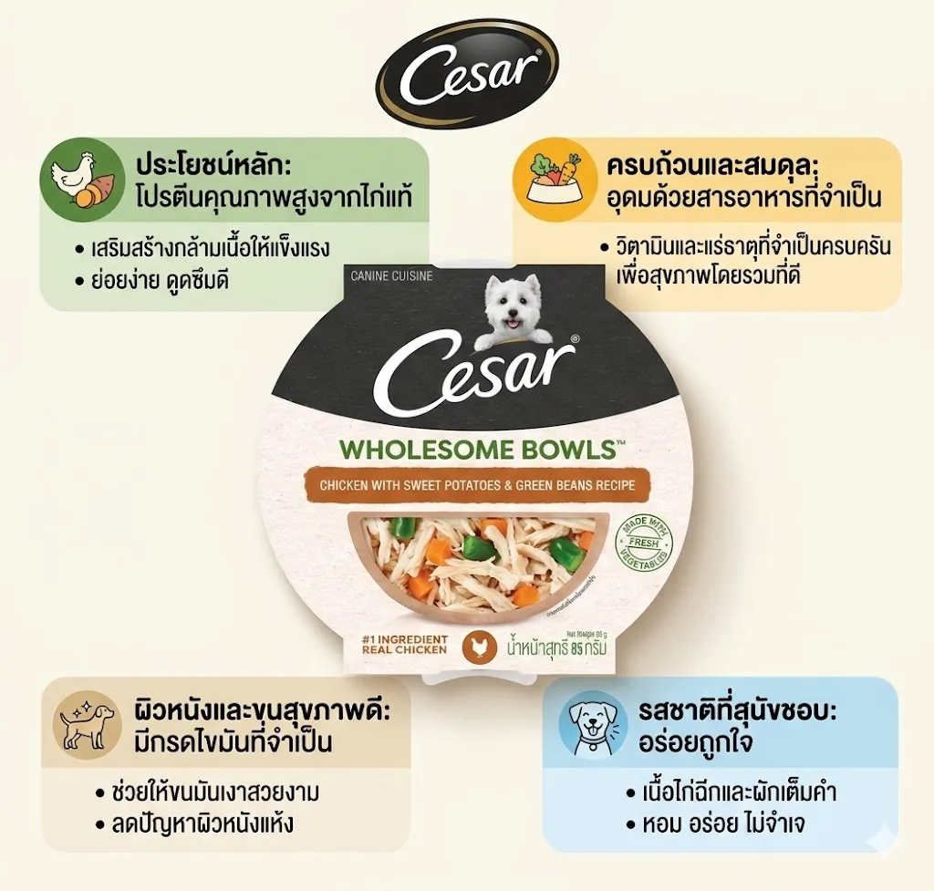ซีซาร์ โฮมซัม โบวล์ ชิคเก้น วิท สวีทโปเตโต้ แอนด์ กรีนบีน 85G