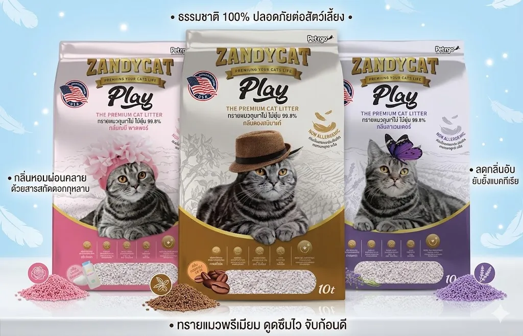 Zandycat Play ทรายเเมวภูเขาไฟ สูตรอ่อนโยน ขนาด 10 ลิตร