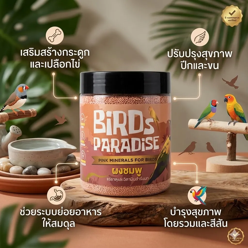 Birds Paradise วิตามินนก ผงชมพู 200 g