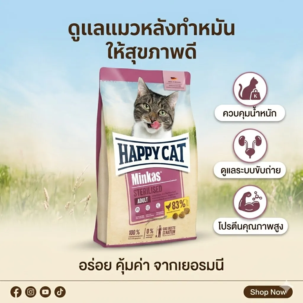 Happy Cat Minkas Sterilised สำหรับแมวทำหมัน