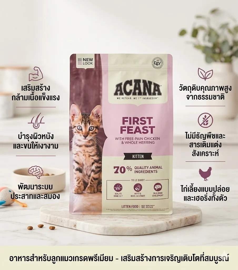 ACANA First Feast Cat อาหารเม็ดสำหรับลูกแมว สูตรไก่และปลา