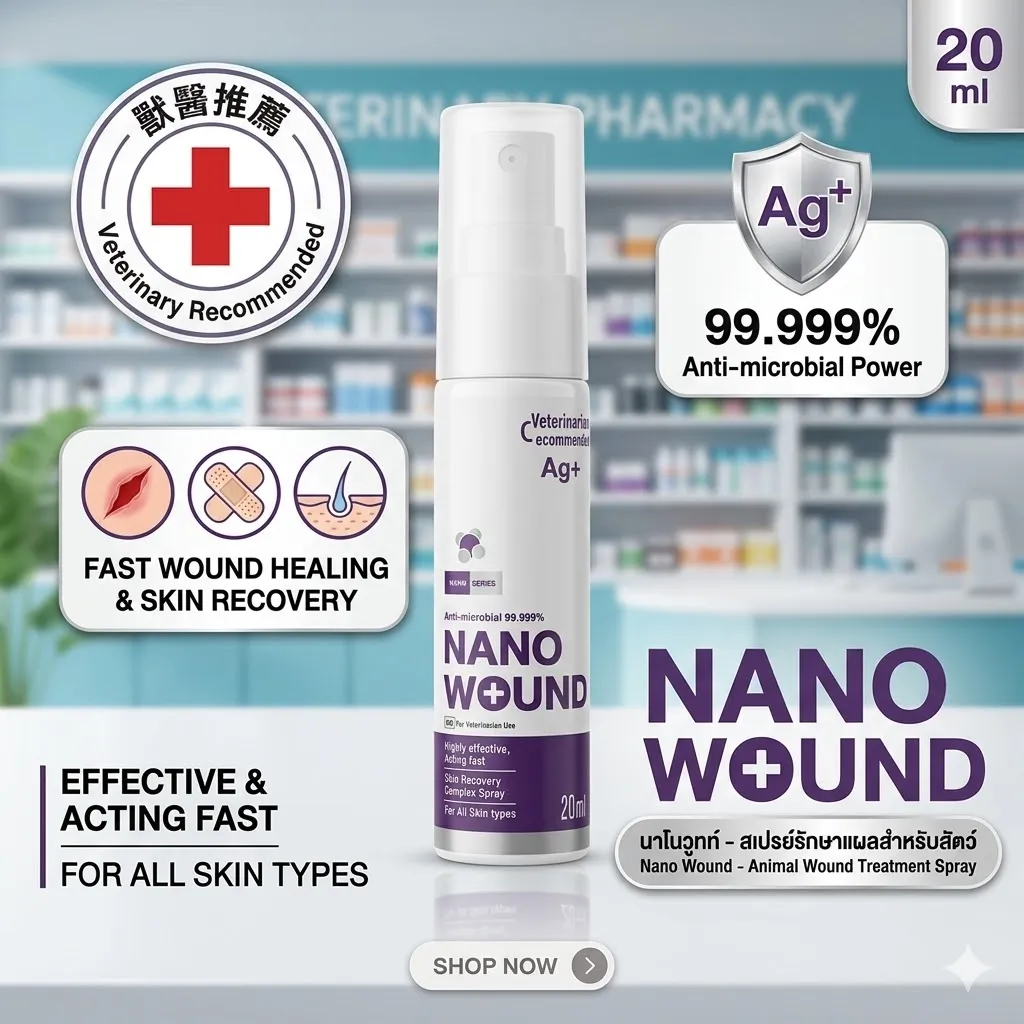 Nano Wound สเปรย์รักษาแผล สำหรับสัตว์เลี้ยง 20ml.