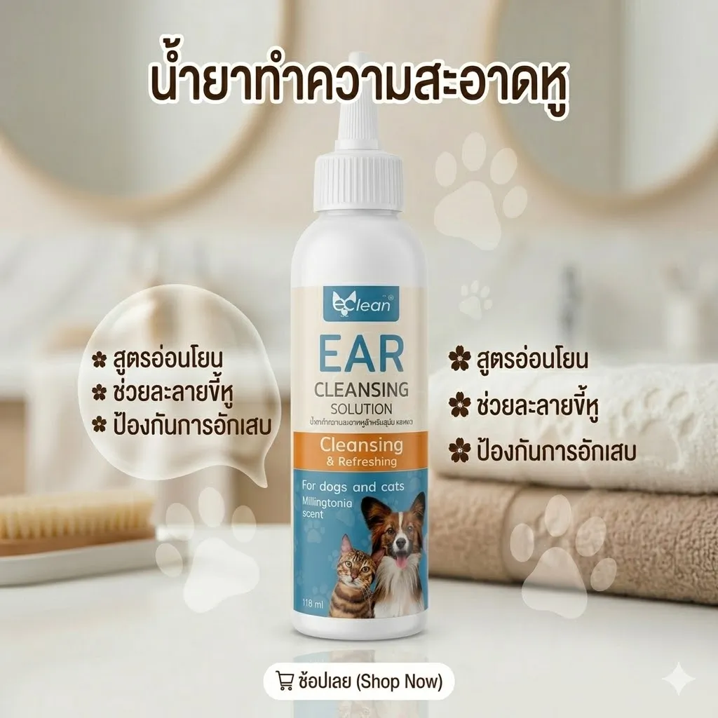 eCLEAN Ear Cleaning น้ำยาทำความสะอาดหู สำหรับสุนัขและแมว 118 ml.