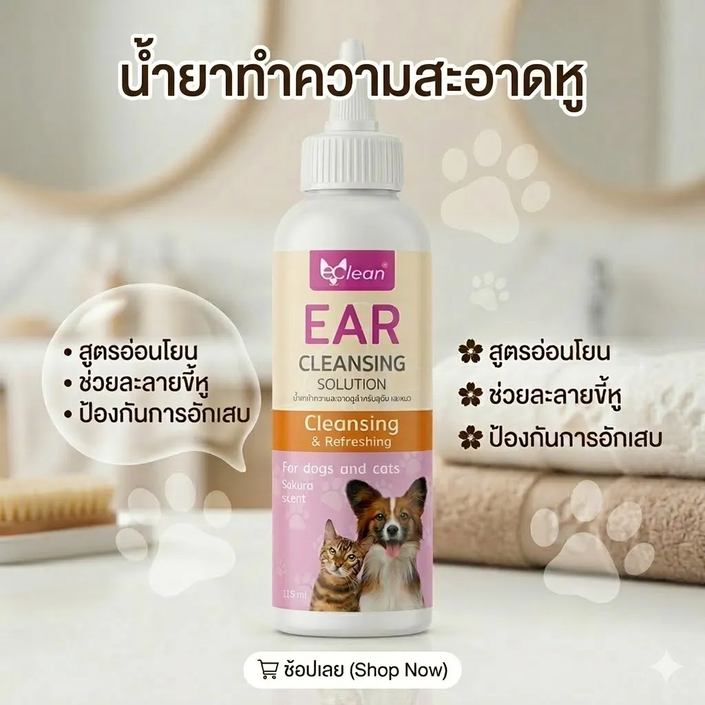 eCLEAN Ear Cleaning น้ำยาทำความสะอาดหู สำหรับสุนัขและแมว 118 ml.