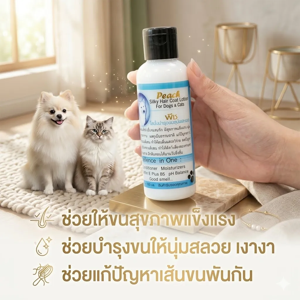 Peach โลชั่นบำรุงขน สำหรับสุนัขและแมว 100ml.