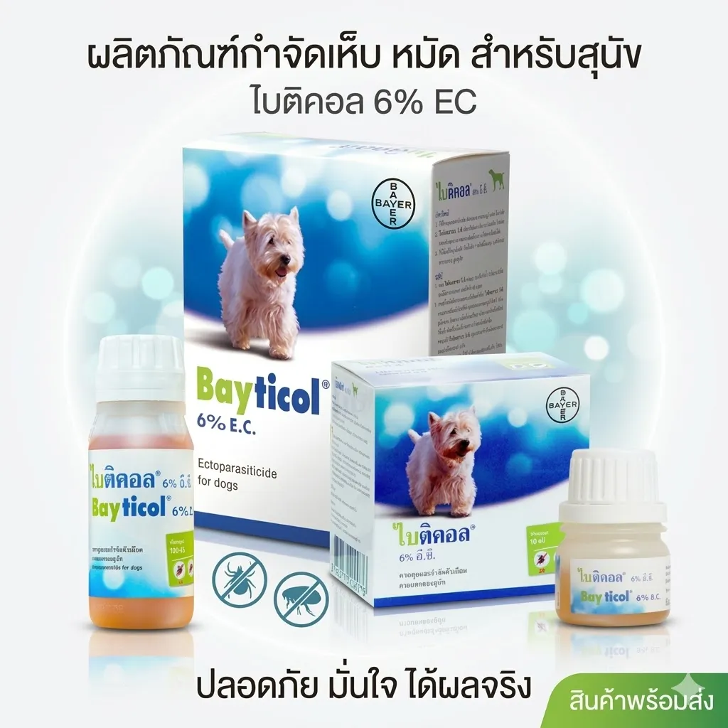 Bayticol 6 เปอร์เซ็น น้ำยากำจัดเห็บ หมัด สำหรับสุนัข 10ml.