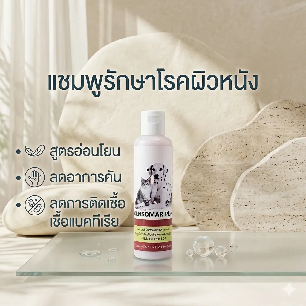 KEMSOMAR Plus แชมพูรักษาโรคผิวหนัง สำหรับสุนัขและแมว 200ml.