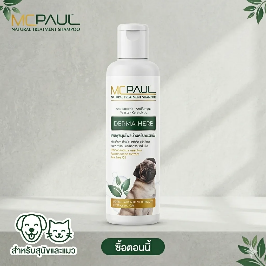 MCPaul Derma-Herb แชมพูลดคัน บำบัดผิวหนังและเชื้อรา สำหรับสุนัข 200ml.