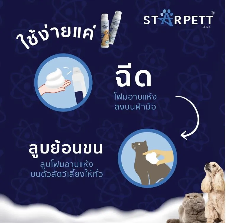 Starpett Day Cleansing Foam โฟมอาบน้ำแห้ง สำหรับแมว 50ml.
