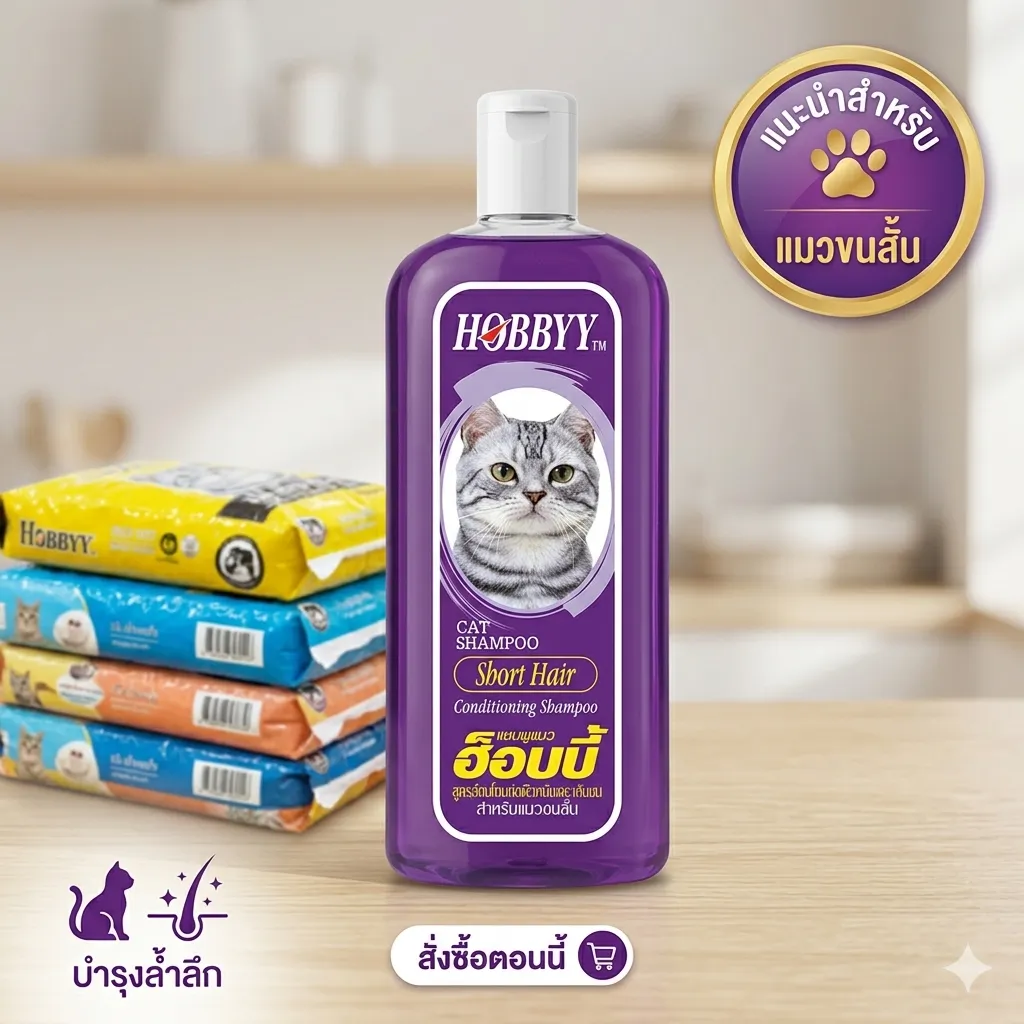 HOBBYY แชมพูอาบน้ำ สำหรับแมว 500ml.