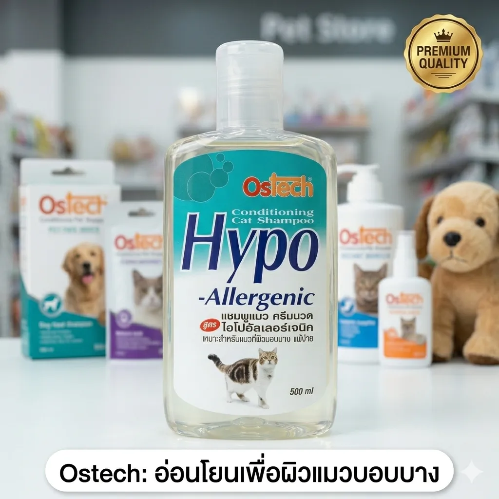 Ostech-Hypo Allergenic แชมพูสูตรแพ้ง่าย สำหรับแมว
