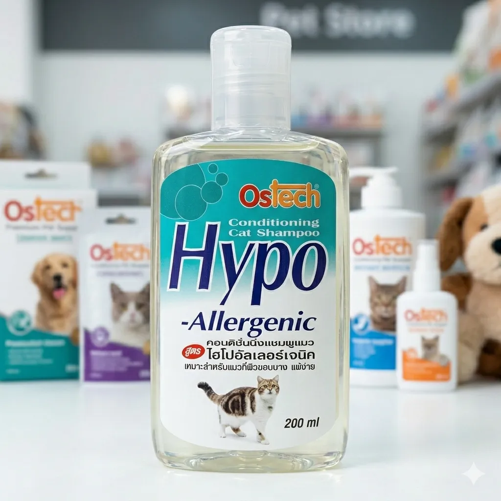 Ostech-Hypo Allergenic แชมพูสูตรแพ้ง่าย สำหรับแมว