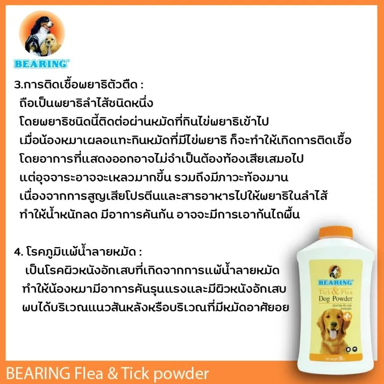 Bearing Tick & Flea Powder แป้งกำจัดเห็บ หมัด สำหรับสุนัข