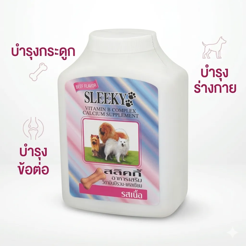 SLEEKY วิตามินบำรุงกระดูก รสเนื้อ สำหรับสุนัข 350g.