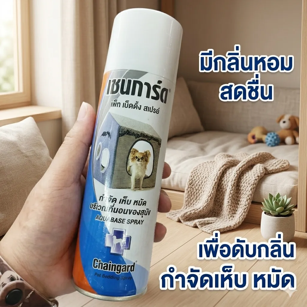 เชนการ์ด สเปรย์ฉีดกำจัดเห็บและหมัด บริเวณที่นอน สำหรับสุนัข 200ml.