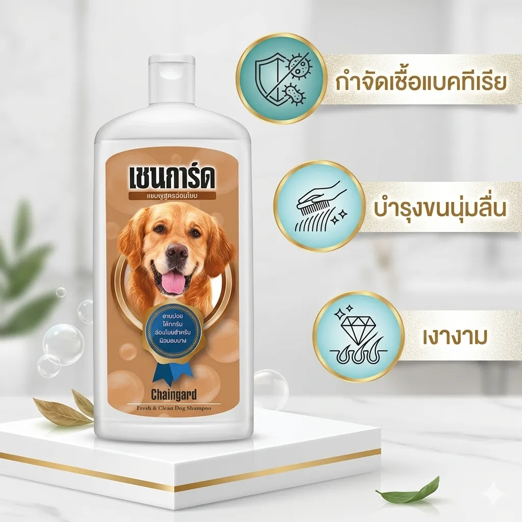 เชนการ์ด แชมพูอาบน้ำ สูตรบำรุงขน สำหรับสุนัข (ขวดสีน้ำตาล)