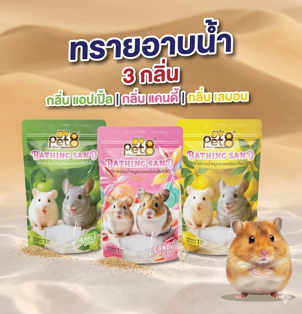 Pet8 ทรายอาบน้ำ สำหรับหนู 1 Kg.