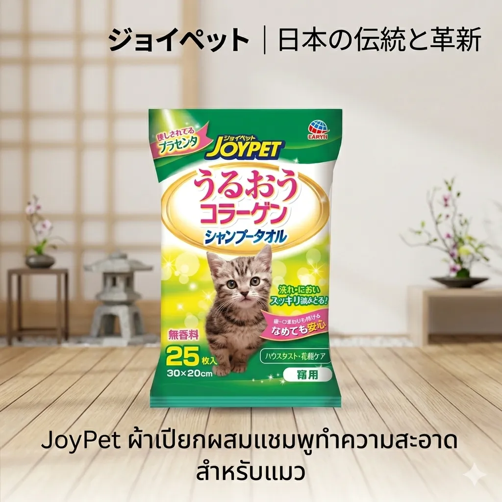 JOYPET ผ้าเปียกผสมแชมพูทำความสะอาด สำหรับแมว