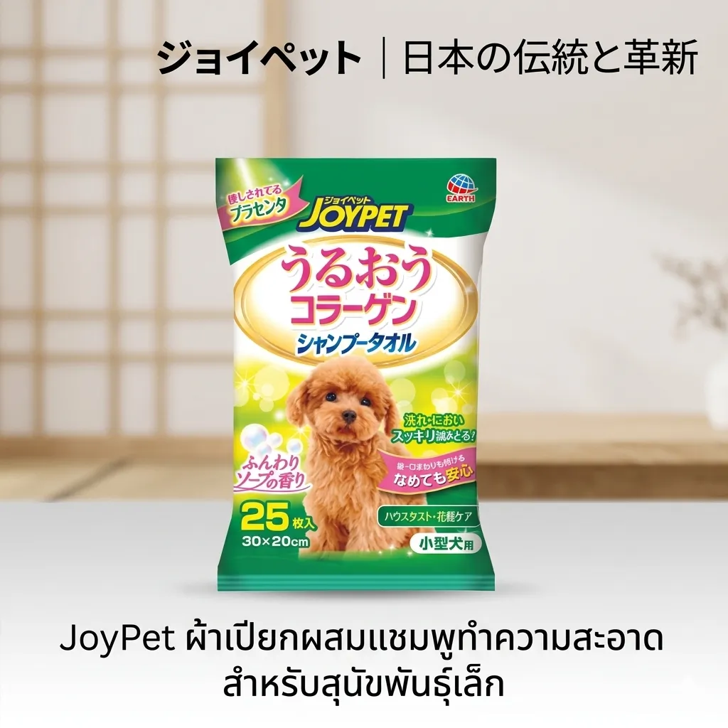 JOYPET ผ้าเปียกผสมแชมพูทำความสะอาด สำหรับสุนัขพันธุ์เล็กและพันธุ์ใหญ่