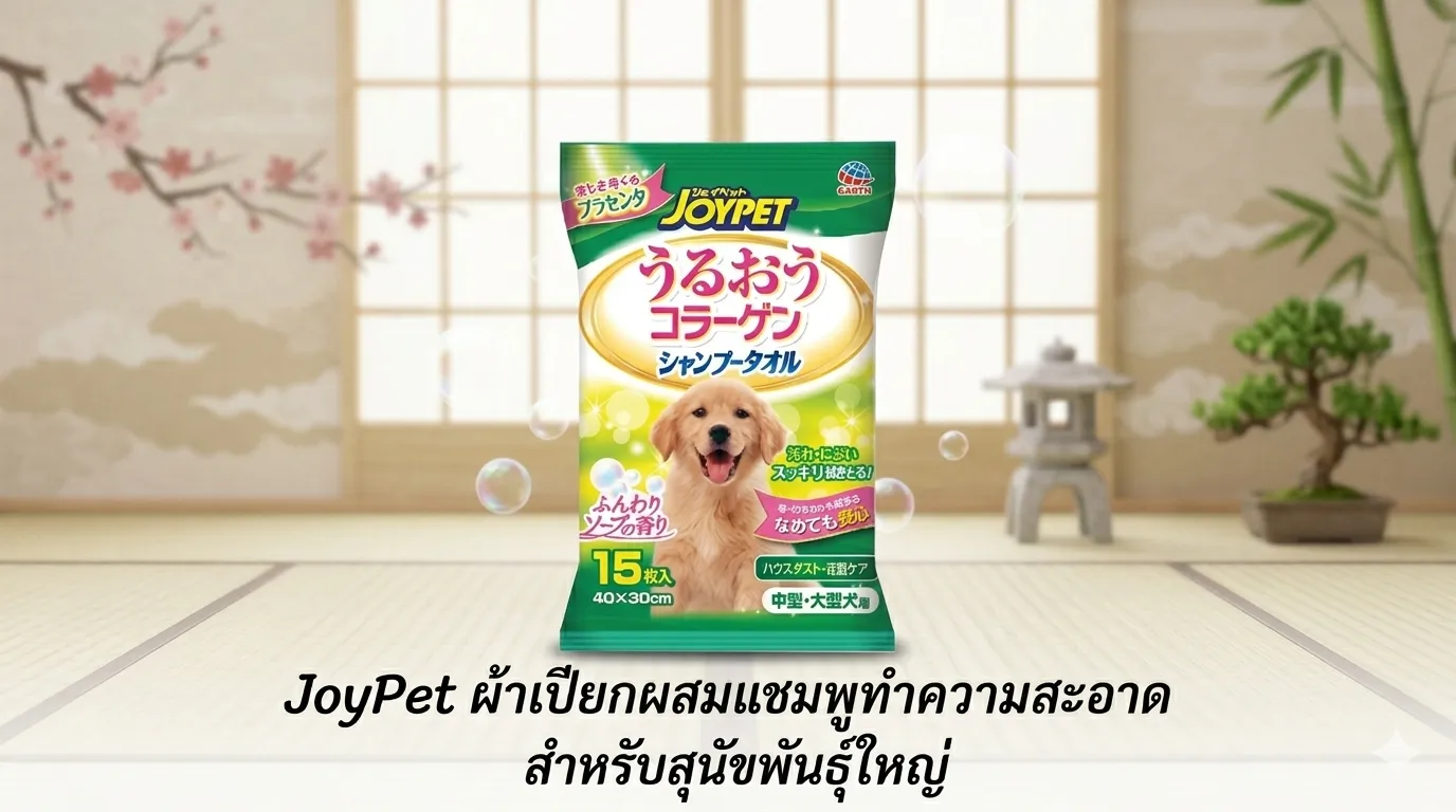 JOYPET ผ้าเปียกผสมแชมพูทำความสะอาด สำหรับสุนัขพันธุ์เล็กและพันธุ์ใหญ่
