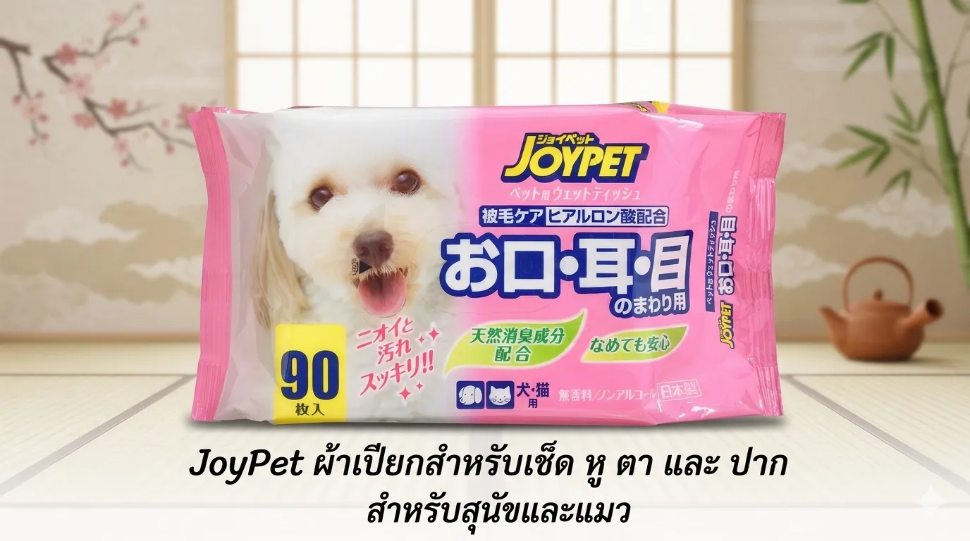JOYPET ผ้าเปียกผสมแชมพูทำความสะอาดหู ตาและปาก สำหรับสุนัขและแมว