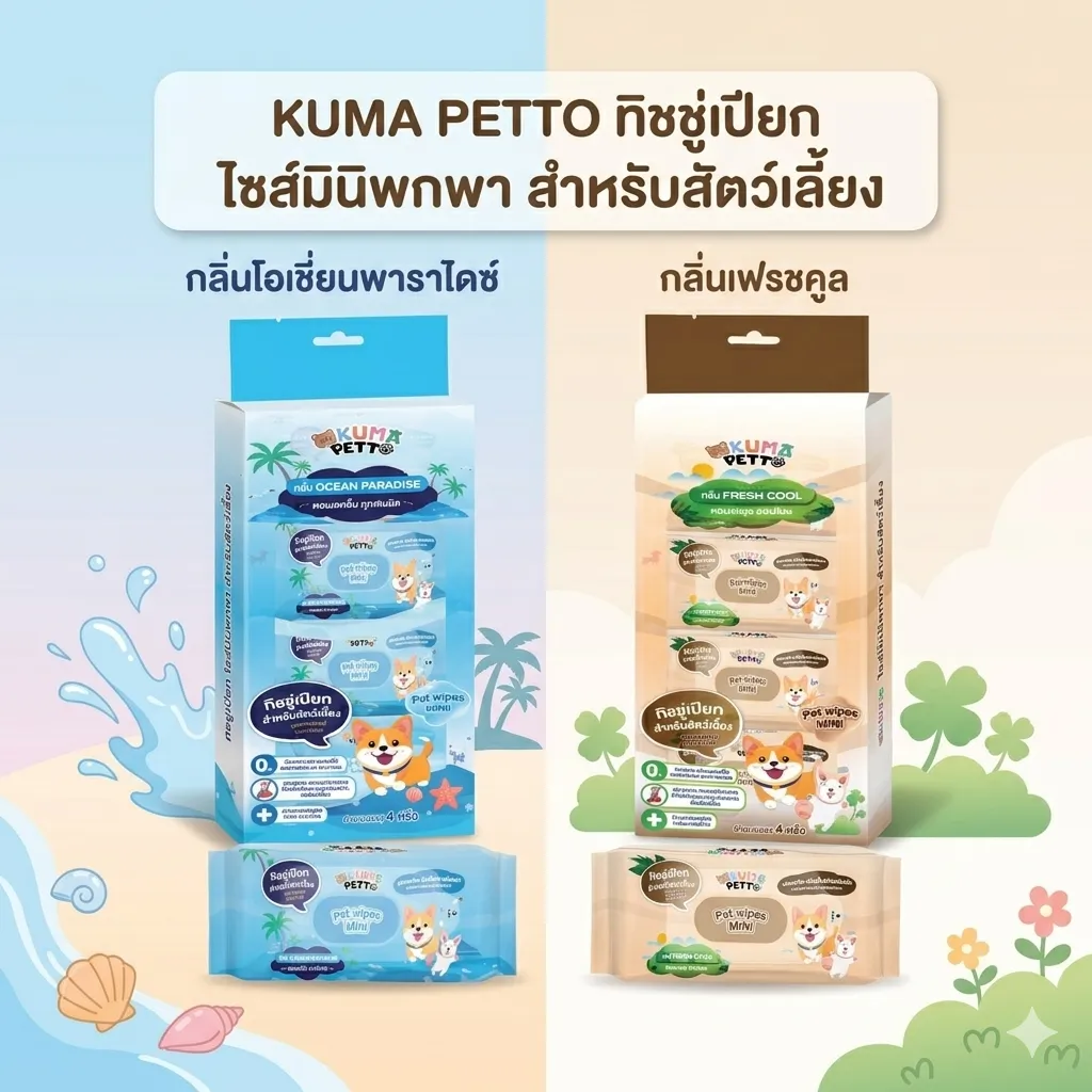 Kuma Petto ทิชชู่เปียก ไซส์มินิพกพา สำหรับสัตว์เลี้ยง