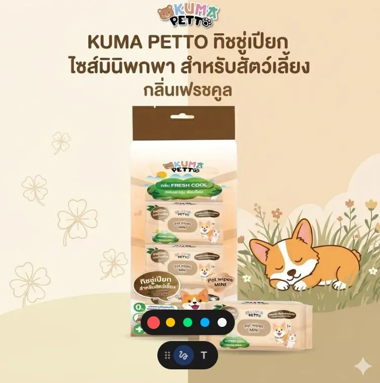Kuma Petto ทิชชู่เปียก ไซส์มินิพกพา สำหรับสัตว์เลี้ยง