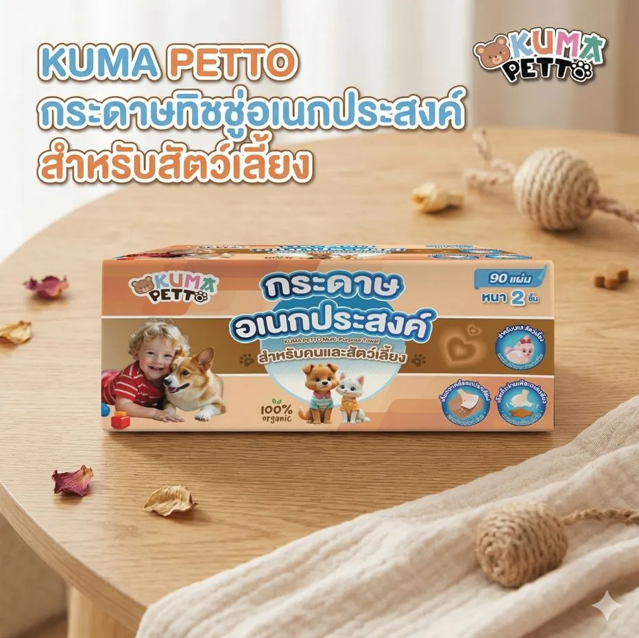 Kuma Petto กระดาษทิชชู่อเนกประสงค์ สำหรับสัตว์เลี้ยง