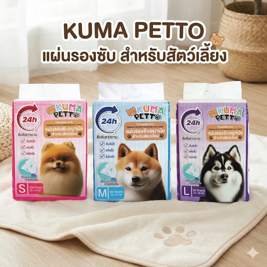Kuma Petto แผ่นรองซับ สำหรับสัตว์เลี้ยง